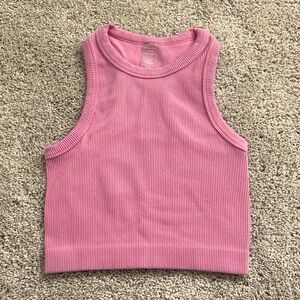 Dynamic • Pink Stretchy Ribbed Seamless High Neck Racerback Tank
